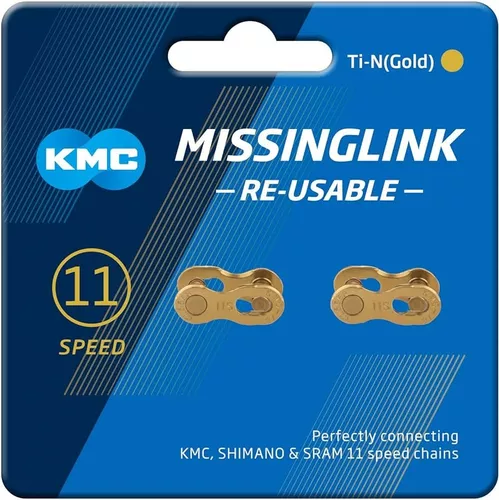[10011] Coneccion Cadena KMC 11 Speed TI Gold 2 Pcs (Missing Link)