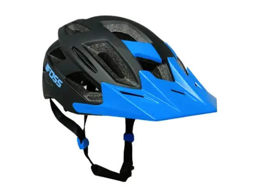 Casco FOSS F7 Enduro InMold Matt Black-Cyan, c/Luz 